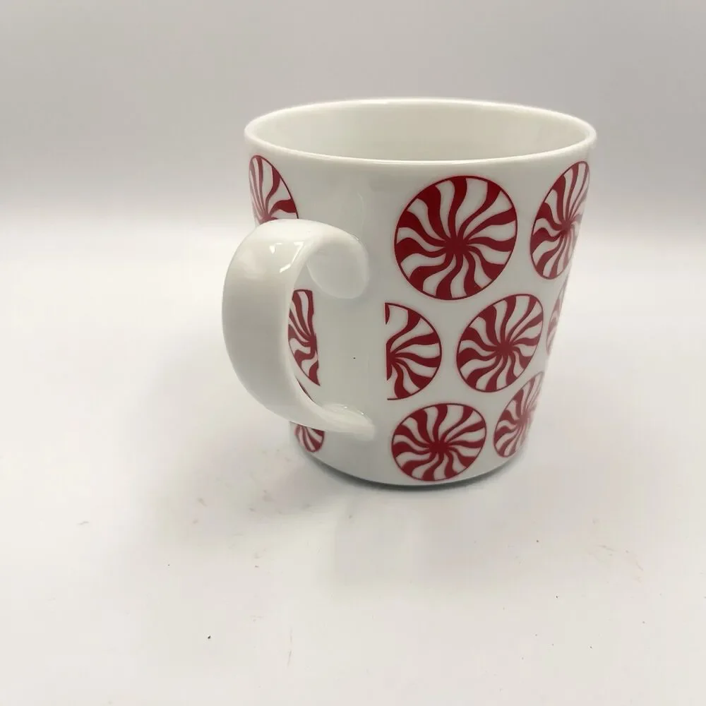 Crate & Barrel Peppermint Candy Porcelain Coffee Mug Tea Cup 16oz Holiday